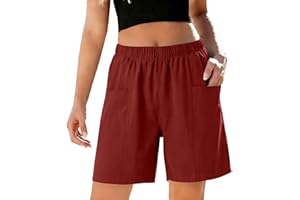 Ladies Straight Leg Shorts Trendy Loose Fit Beach Short Pants with Pocket Solid Color Breathable Casual Shorts Summer Wear