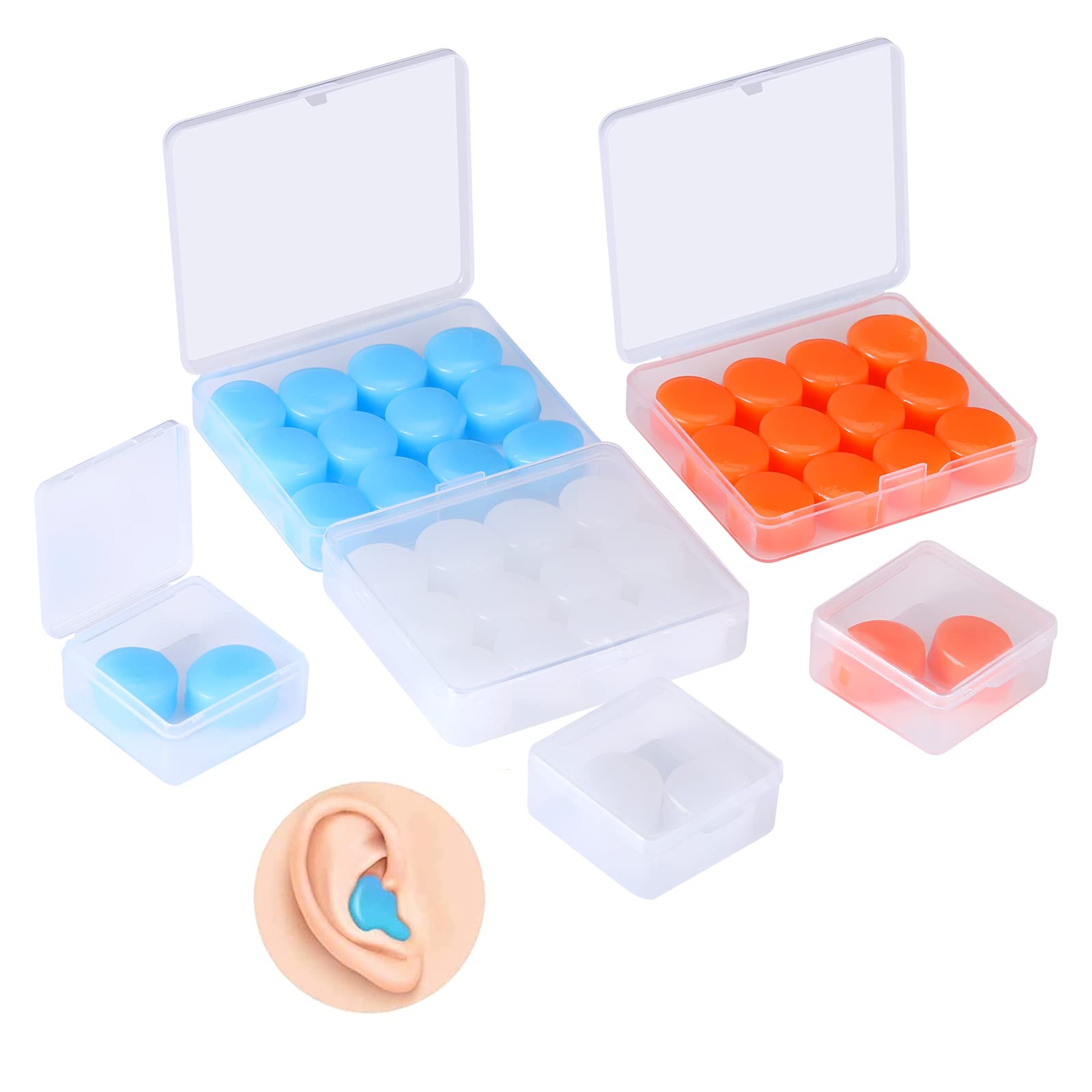21 Pairs Ear Plugs for Sleeping Reusable Moldable Earplugs Noise Cancelling Ear Plugs for Sleeping Snoring Studying Swimming