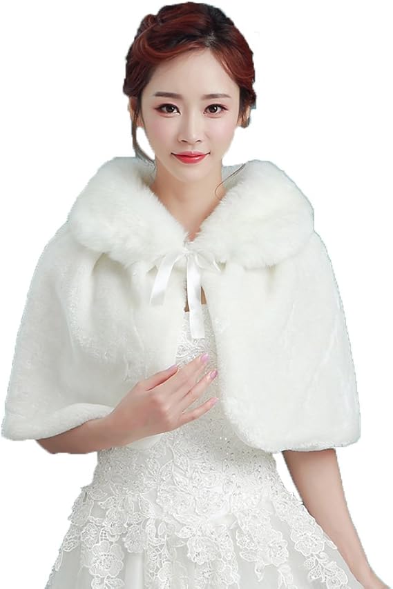 Amazon Rikouzy リコウゼワイ ケープ 肩掛け ウエディング パーティー 防寒対策 結婚式 披露宴 ドレス ボレロ フェイクファー ふわふわ ファッション小物 通販