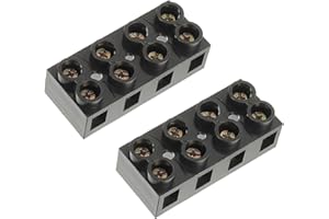 JAMHER 2PCS Dual Rows Terminal Block 500V 60A 4 Position Screw Electrical Barrier Terminal Strip Block, Suitable for Home appliances, Motors, Machinery and Other scenarios