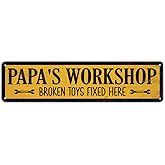 Metal Hanging Vintage Sign, Retro Man Cave Decor, Papa's Workshop, Vintage Tin Metal Sign, Christmas Garage Studio Decor, Decorative Metals Wall Signs, Funny Decorative Saying