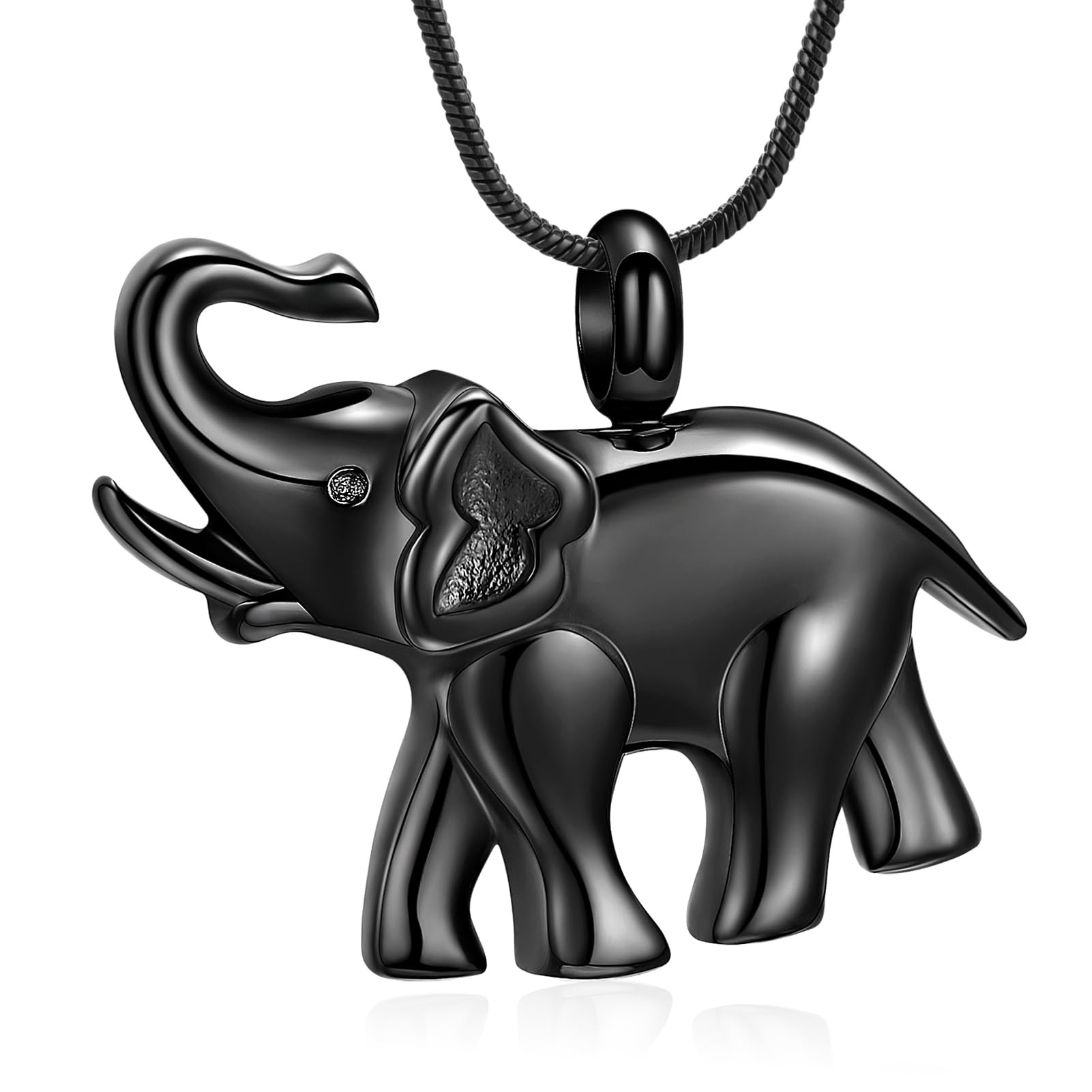 Cremation Jewelry for Ashes Elephant Shape Stainless Steel Keepsake Memorial Pendant Locket Urn Necklace for Pet/Human