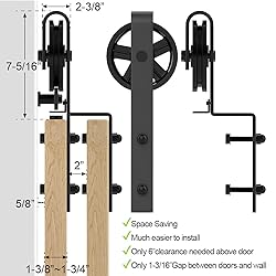 WINSOON 5FT - 10FT Bypass Sliding Barn Door