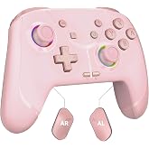 GMBACK Wireless Switch 2 Pro Controller with Loop Macro &amp; Home Wake Up | Turbo Gaming Controller for Nintendo Switch 2/Switch 1/Lite/OLED with HD Rumble, Motion Control, Turbo, 800mAh, Pink
