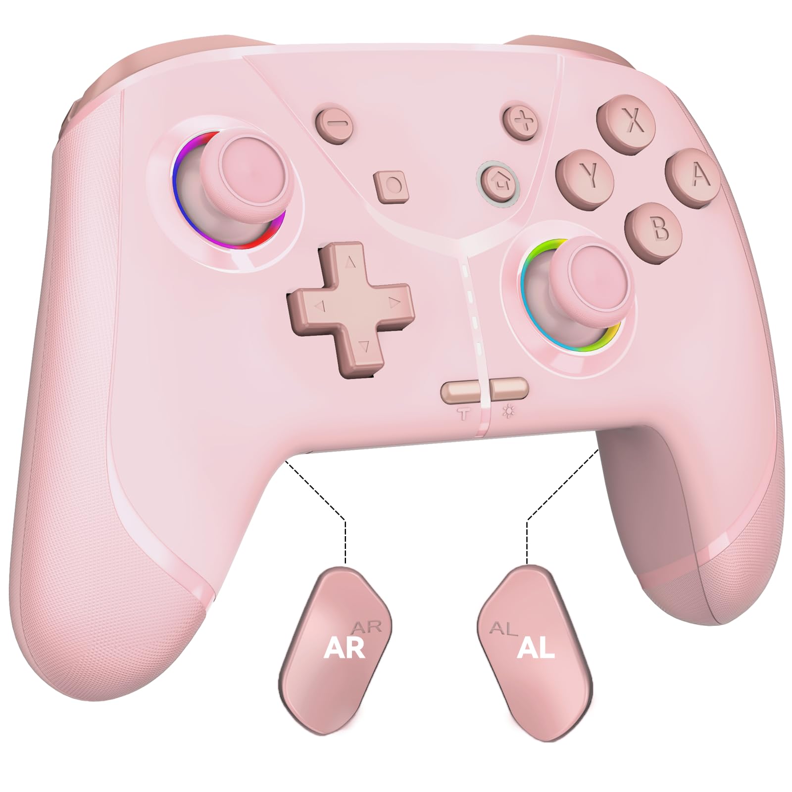 GMBACK Wireless Switch 2 Pro Controller, Turbo Controller for Nintendo Switch 2/Switch 1/Lite/OLED with Loop Macro, Home Wake Up, HD Rumble, Motion Control, Turbo, 800mAh, Light Pink