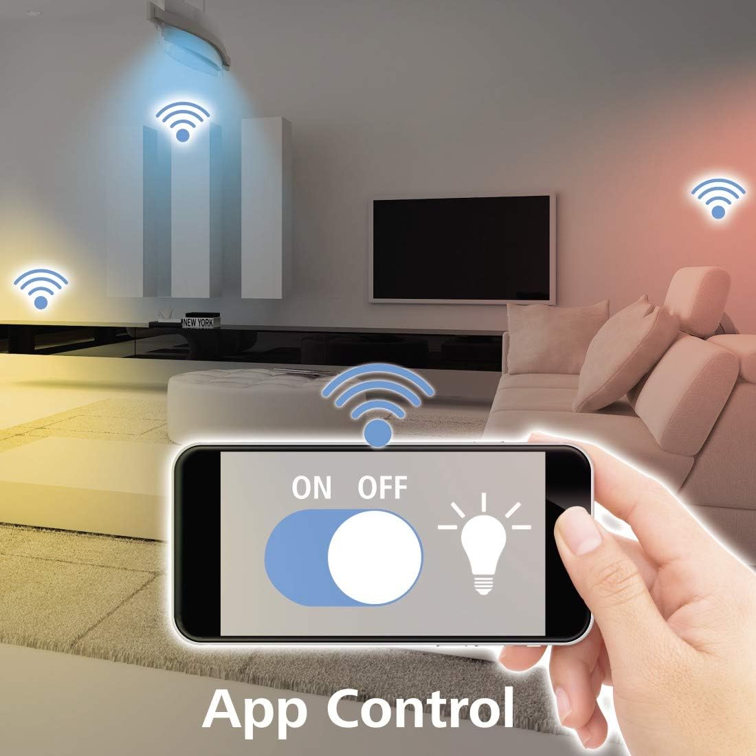 WiFi LED Light Bulb, E14, 4, 5W, White, Adjustable, Multicolored - Image 3