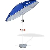Seazul 6.5ft Sun Shade Umbrella, Portable Umbrella with Stand for Sports, Water Weight Bag, Adjustable and Lightweight, Sun Protection, Royal Blue
