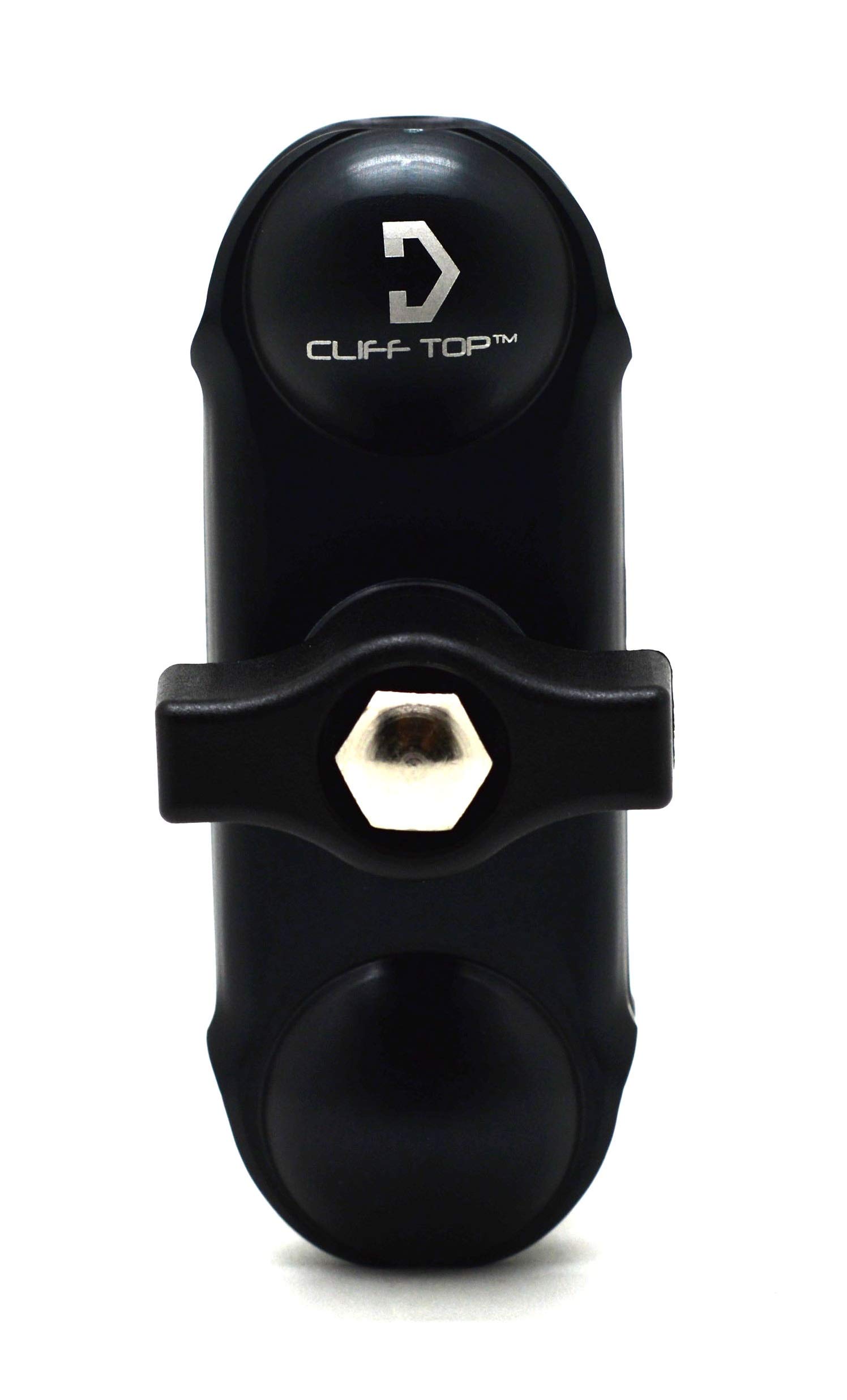 Cliff-Top Composite Double Socket Arm for 1-Inch Ball Bases (Black), with Black Plastic Screw