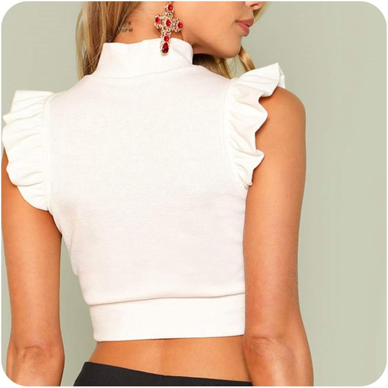 white ruffle vest top