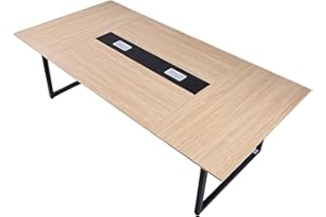 VEVOR Conference Table, 8 ft Office Meeting Table for 10 Person, Modern Rectangle Seminar Desk with Metal Legs, Large Meeting Desk Ideal for Office, Boardroom, Conference Room, Easy Assembly, Brown