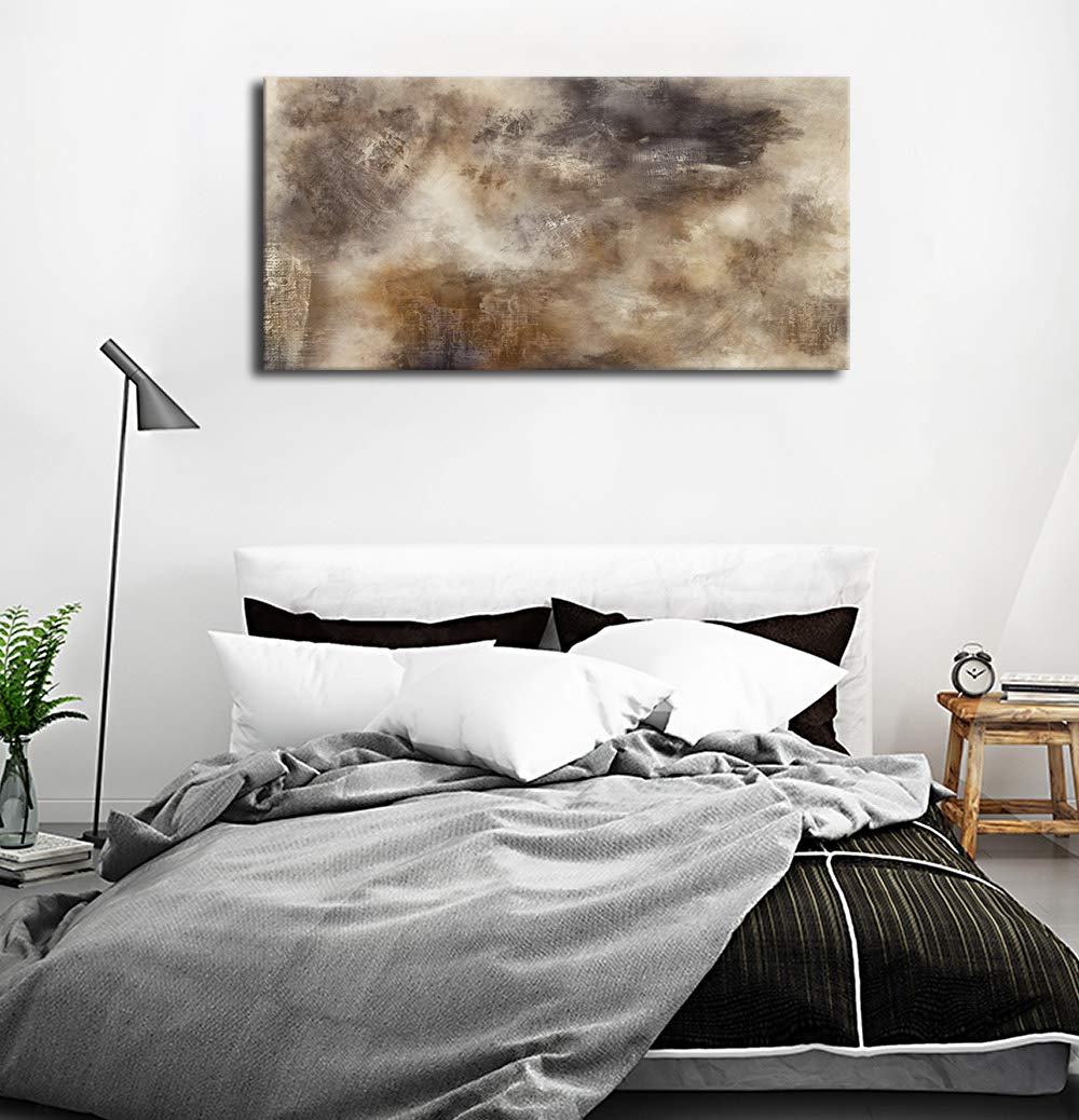 arteWOODS Vintage Abstract Wall Art for Living Room Decoration Dark Brown Sepia Abstract Painting Prints Artwork Canvas Picture for Bedroom Wall Decor Framed Ready to Hang 20\