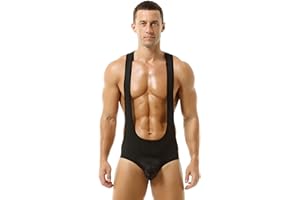 Men's Ice Silk Bodysuit Leotard Mesh Bulge Pouch Bikini Briefs Underwear Wrestling Singlet