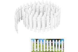 JIUMO 35 Inches Mini Fairy Garden Fence,Small Wood Decorative Picket Fence, DIY Flowerpot Decoration,Miniature Ornament for Dollhouse,Micro Landscape,Crafts, Plant Pot (White)