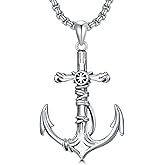 Lattd Anchor Necklace 925 Sterling Silver Anchor Pendant for Men, w/Stainless Steel Chain 22"+2"