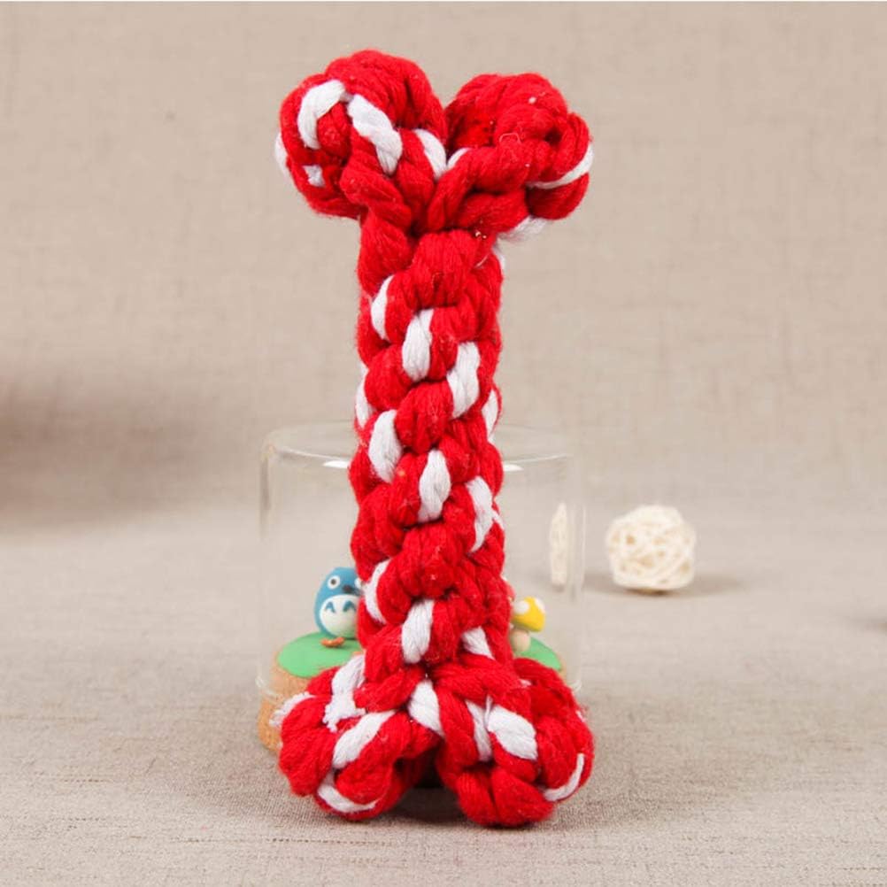 POPETPOP Pet Dog Toy Weaving Chewable Rope Shaped Toys Cotton Knot Toys for Molar Tooth Cleaning and Training 1pc (Random Color) - Image 3