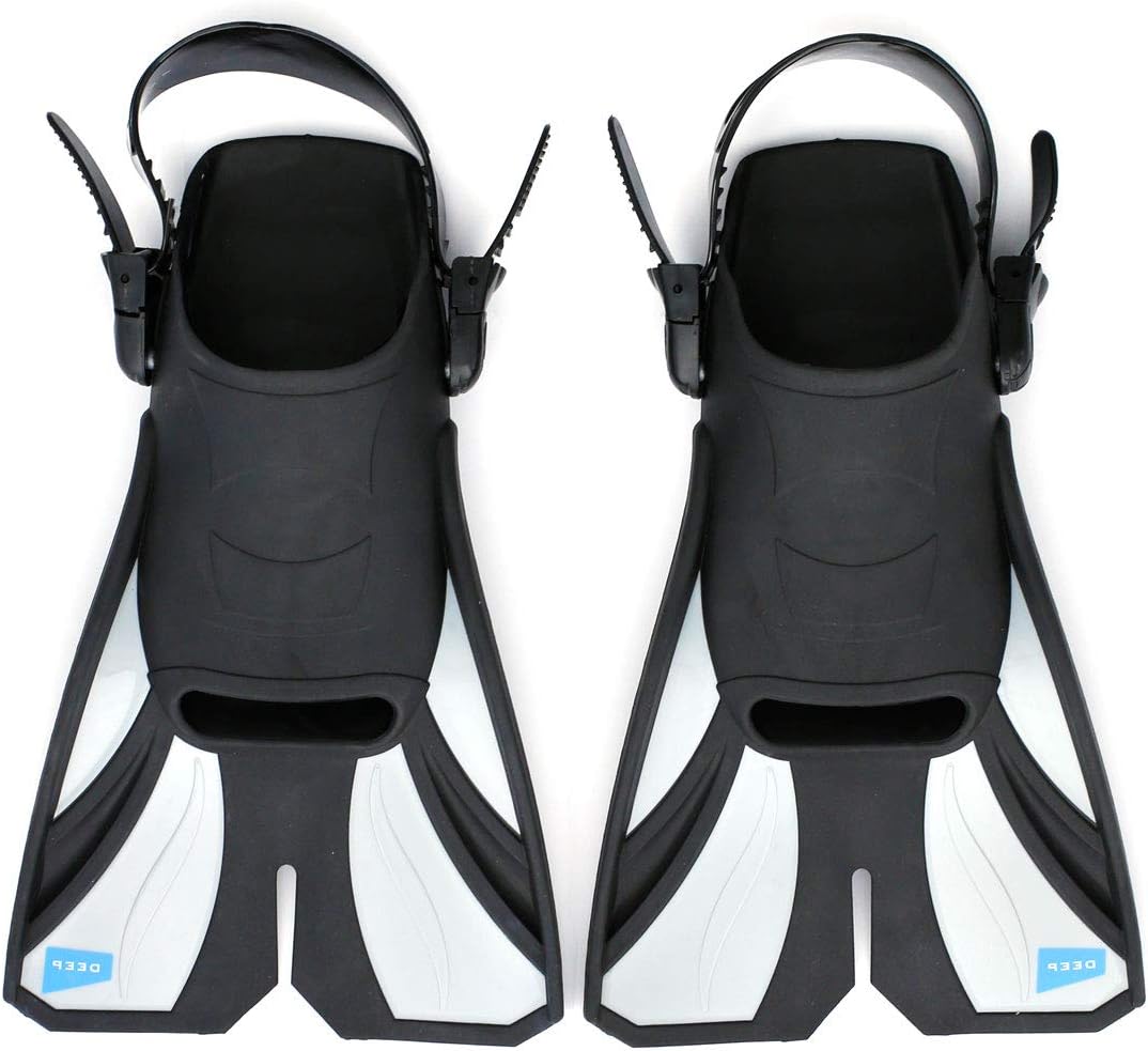 Deep Swim Fins Designed for Pool Swimming, Training or Snorkeling | Dive Size Large & Medium | Men or Women : Sports & Outdoors