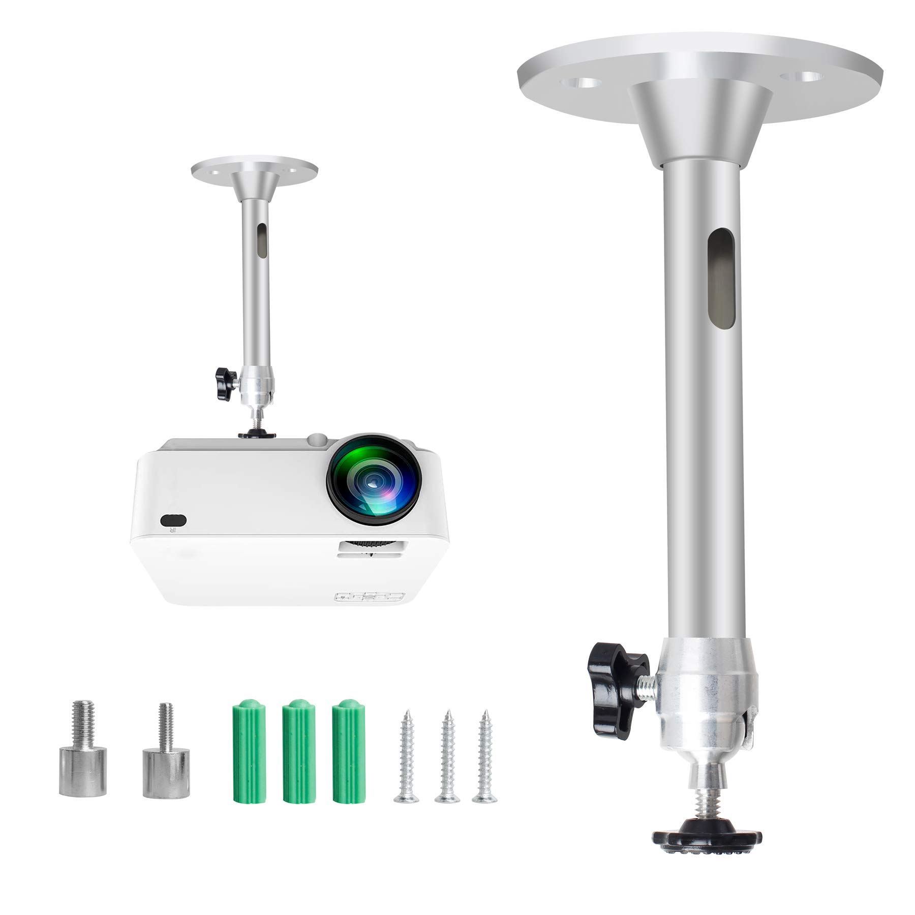 YiePhiot Mini Ceiling Wall Projector Mount Stand Compatible with QKK, DR.J, DBPOWER, Anker, VANKYO, AAXA, Jinhoo, PVO, TMY, AuKing and Most Other Mini Projector (175mm, Silver)