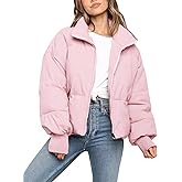 Flygo Winter Cropped Puffer Jacket Coats for Women 2025 Short Warm Quilted Jackets Outerwear with Pockets