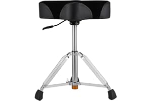 Starfavor Drum Throne Airlift Height Adjustable Padded Drum Stool, Heavy Duty Hydraulic Throne Motocycle Style, with Double Braced Anti-Slip Feet Saddle Drum Seat, ST-700