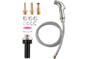 Hygie Rinse Universal Kitchen Sink Faucet Sprayer Head Attachment Compatible with Moen Faucet Sprayer Replacement, Kitchen Sink Side Sprayer with Grey Hose/Holder, Brushed Nickel