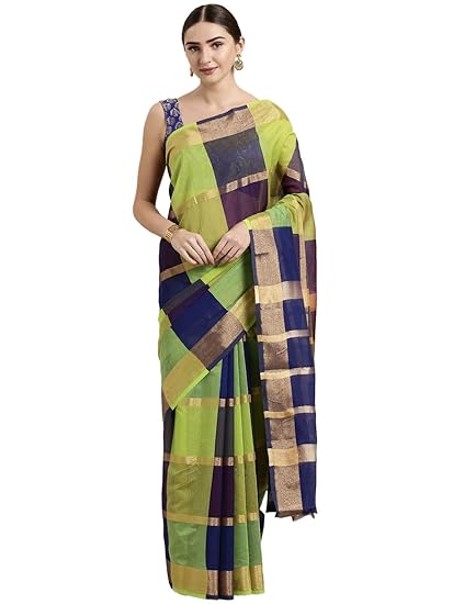 Womens Blended Cotton Saree (CCOPSC13818; Multicolor)