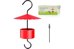 RM FOLD ART Ant Moat Hook for Hummingbird Feeders|Extra Large Capacity Ant Trap for Outdoor Yard Hanging Feeders, Umbrella Cover Nectar Protector, Garden Decor, Sturdy & Leakproof (O-Metal Red 1 Cover)