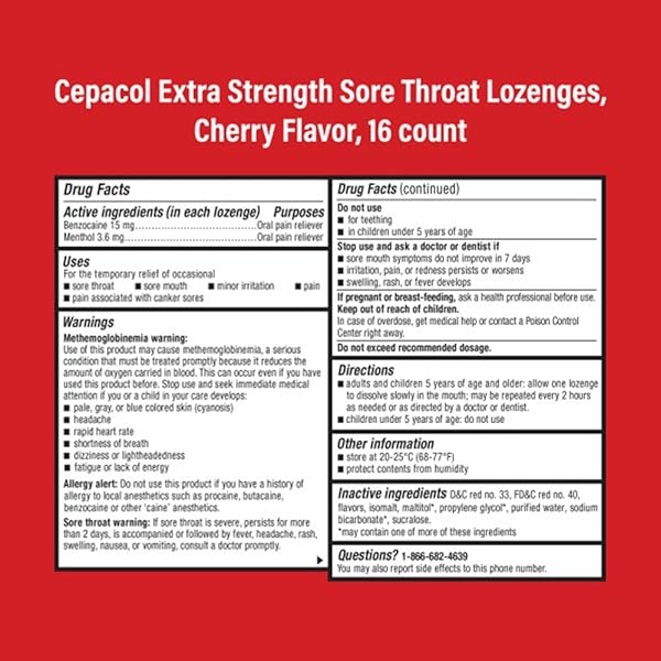 CEPACOL MAXIMUM STRENGTH THROAT DROP LOZENGES, CHERRY, 16 COUNT