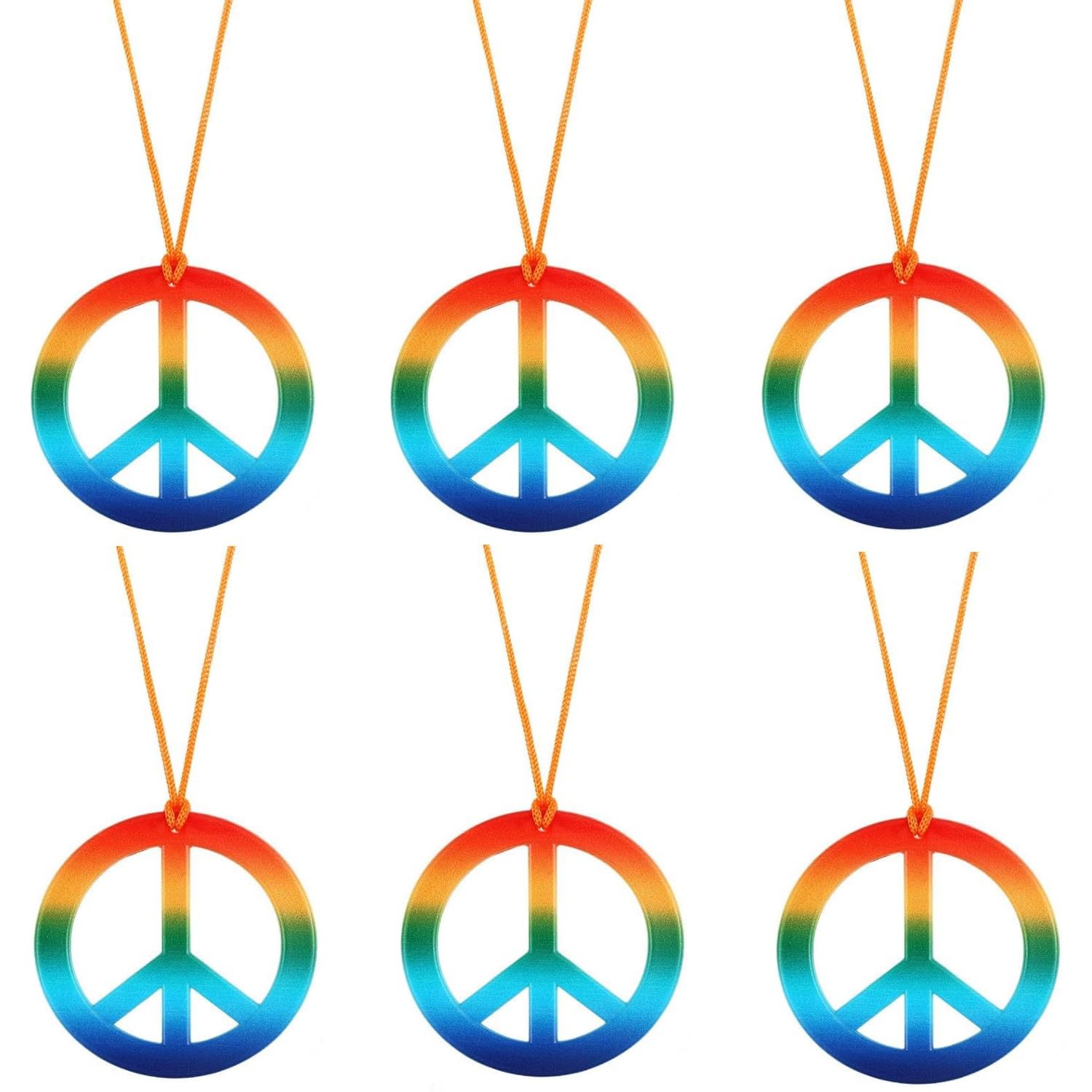 HIXNUG Hippie Necklace Peace Sign Necklace Hippie Party Dressing Accessories for Hippy Theme Parties, Multicolor (6)