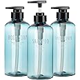 Segbeauty Shampoo Bottles with Pump, 16oz Empty Refillable Shower Bottle, 3 Pack 500ml Plastic Reusable Squeeze Lotion Dispenser for Shampoo and Conditioner Body Wash Liquid Soap Gel Bathroom Hotel