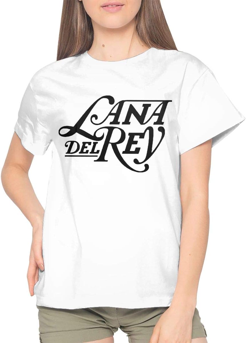 Lana Del Rey Logo Women Music Band Shirt Classic Cotton Short Sleeve Round Neck Shirts White