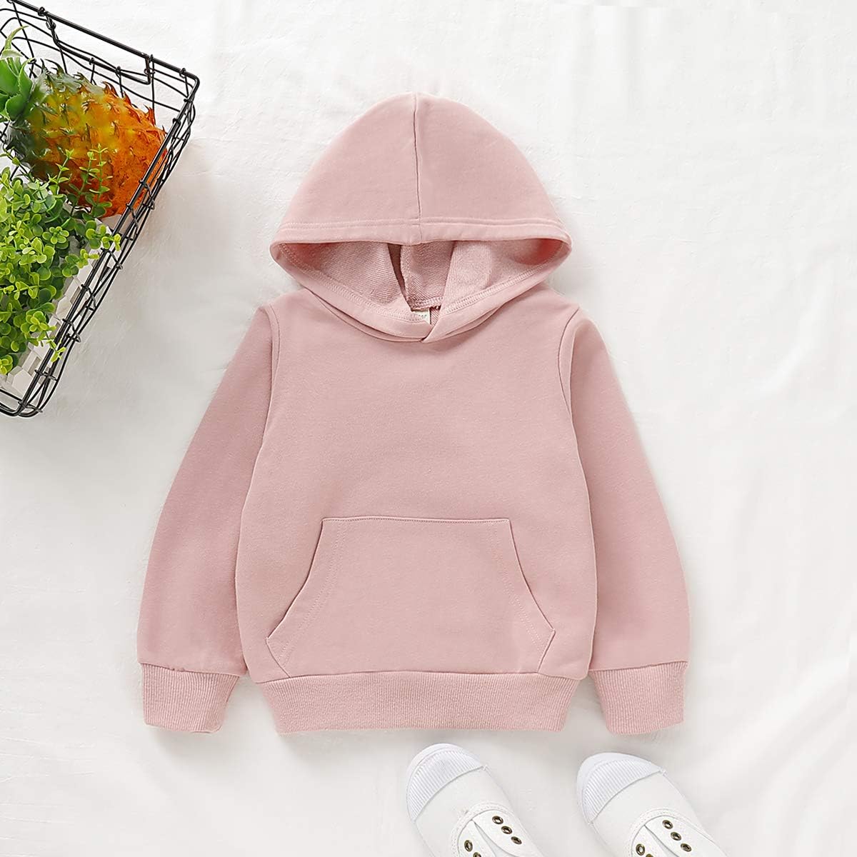 Toddler Kids Baby Boy Girl Long Sleeve Basic Solid Hoodie Pullover Sweatshirt Sports Tops with Pockets Outfits: Clothing