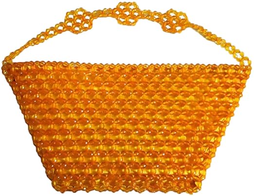 Rosy Yellow Handheld Hand Bag with Beads