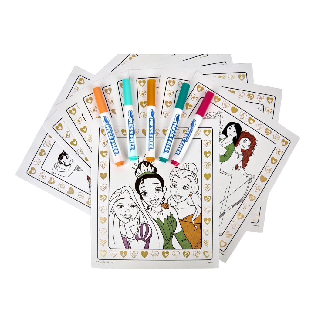 Crayola Color Wonder Disney Princess Glitter Coloring Pages & Mess Free Markers, Coloring Set, Gift for Toddlers 3 & Up