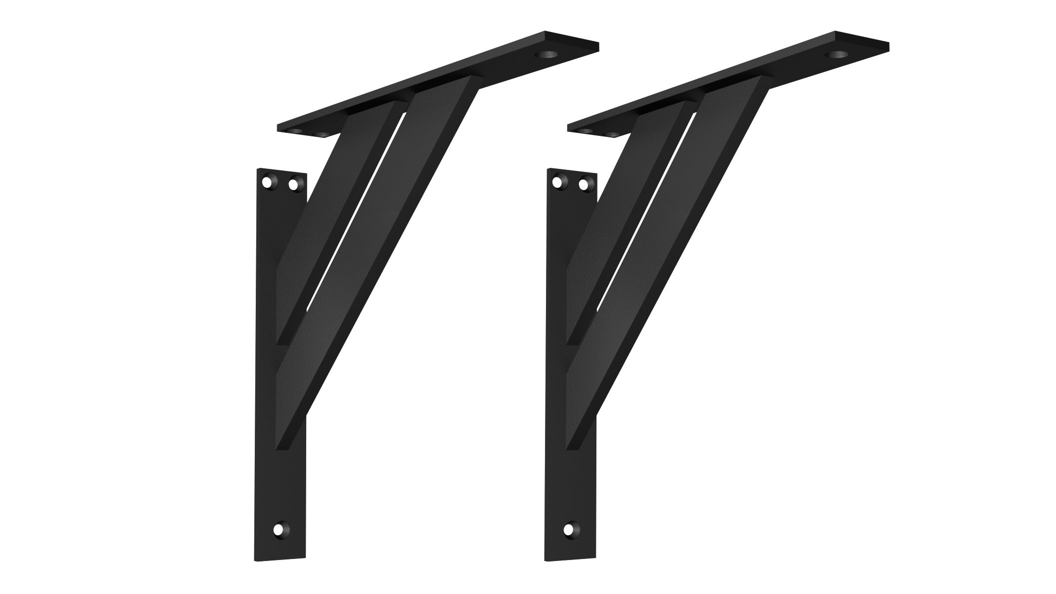 ALUSFERA Black WSP_4_ELE_240 Metal Aluminium Decorative Shelf 4 Angle Support Wall Heavy Duty Bracket 2 Piece System (240 mm