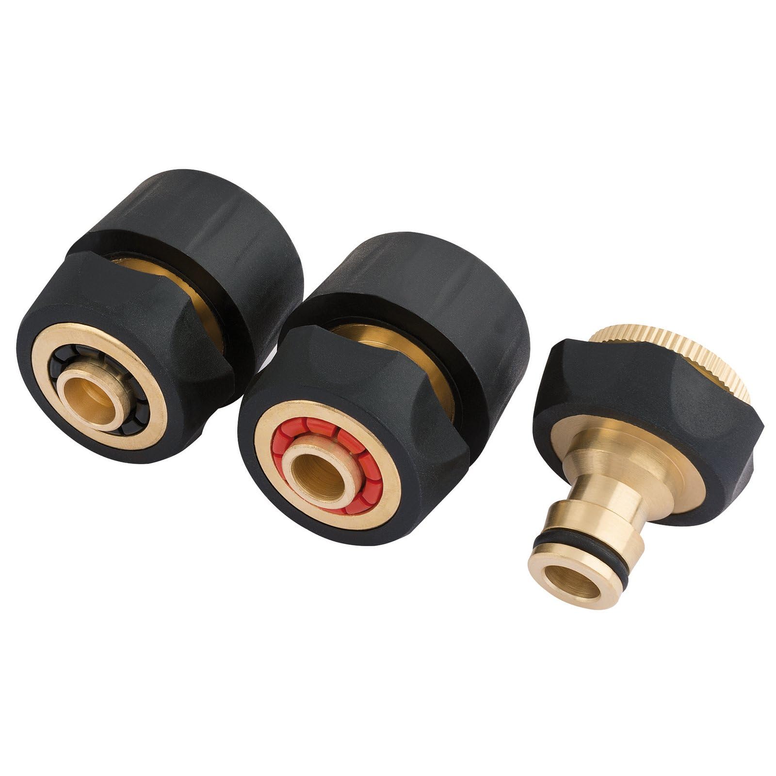 Draper DRA24529 3 Piece Brass and Rubber Hose Connector Set, Multi-Colour