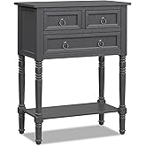 Giantex Console Table with 3 Drawers, 24" Rustic Entryway Table with Storage, Open Bottom Shelf, Compact Hallway Table, Small