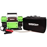 MORRFlate TenSix 10.6 CFM 150 PSI Portable Dual Cylinder 12v Off-Road Air Compressor Heavy Duty Multi Tire Inflation with 4FT Stainless Steel Hose Includes Carrying Bag and Elastic Nylon Gloves