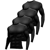 Hicarer 4 Pack Men's Thermal Compression Shirts Quick Dry Long Sleeve Athletic Workout Top Gym Sports Winter Base Layers