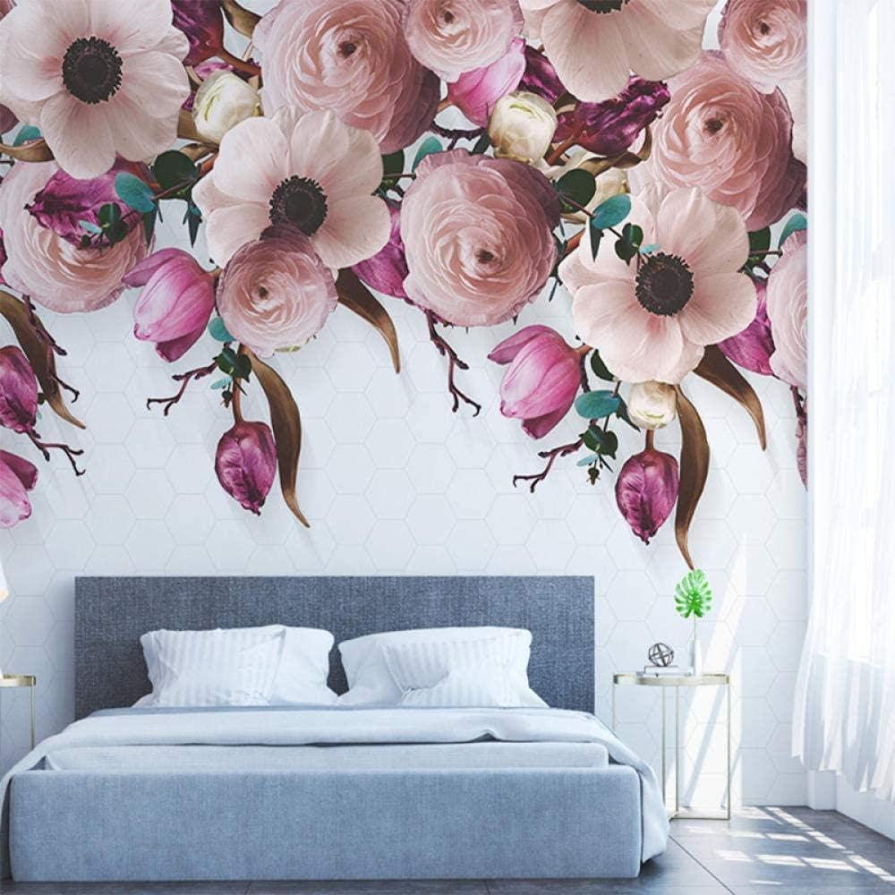 Amazon Bosakp 写真3d壁紙壁画手描きバラの花つるモダン不織布リビングルームテレビ家の装飾壁画壁紙 360x250cm 壁紙
