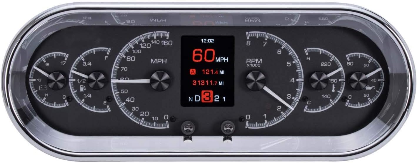 Dakota Digital Universal Recessed Oval Analog Gauges System Kit Black HDX-2018-K