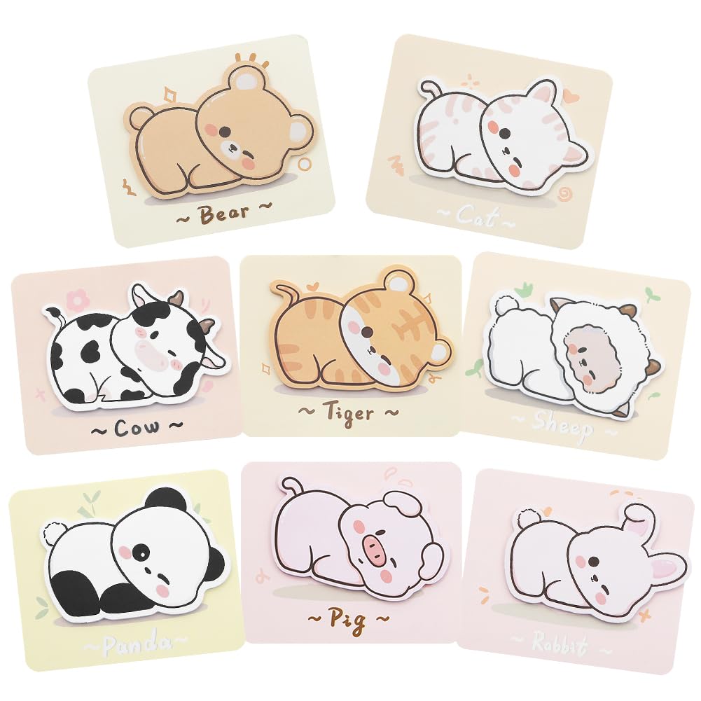 8 Pack Cute Animal Sticky Note,Cartoon Animals Shape Self-Stick Notepad Memo Pads Message Note Reminder Note Sticky Pad Markers Flag for Christmas School Student Kid Party Stationery Gift