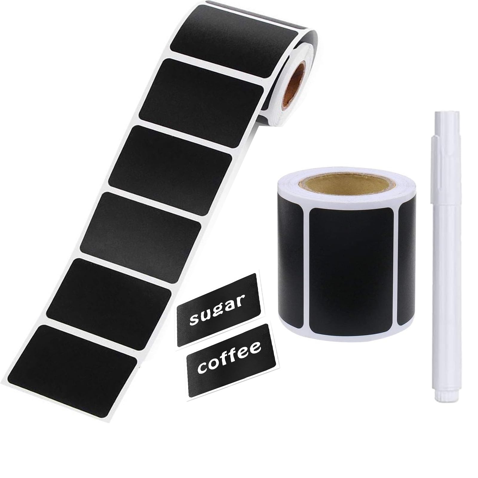 Photo 1 of Chalkboard Labels, 300PCS Waterproof Blackboard Reusable Chalk Sticker Label, Removable Pantry Labels Rectangle for Storage Bins, Mason Jars, Food Containers, Office