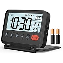 MeesMeek Digital Travel Alarm Clock: Small Bedside LCD Clock with