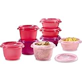 Tupperware Heritage Collection, New 16 Piece Food Storage Container Set in Vintage Pink, Dishwasher Safe and BPA Free (8 containers, 8 lids)