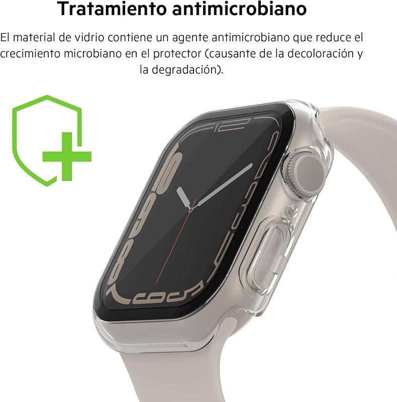 Capa ScreenForce para Apple Watch 40mm, 41mm, Series 8, SE, 7, 6, 5 e 4 com borda elevada e protetor de ecrã TemperedGlass integrado, resistente a riscos e fácil de instalação - Transparente