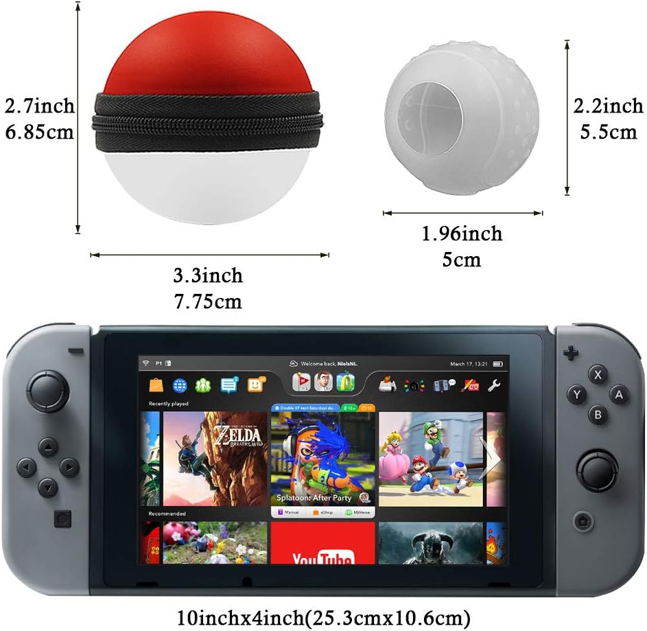 Portable Carrying Case and All-Around Protective case for Nintendo Switch Poke Ball Plus Controller, Accessory Bag for Pokémon Lets Go Pikachu Eevee Game for Nintendo Switch