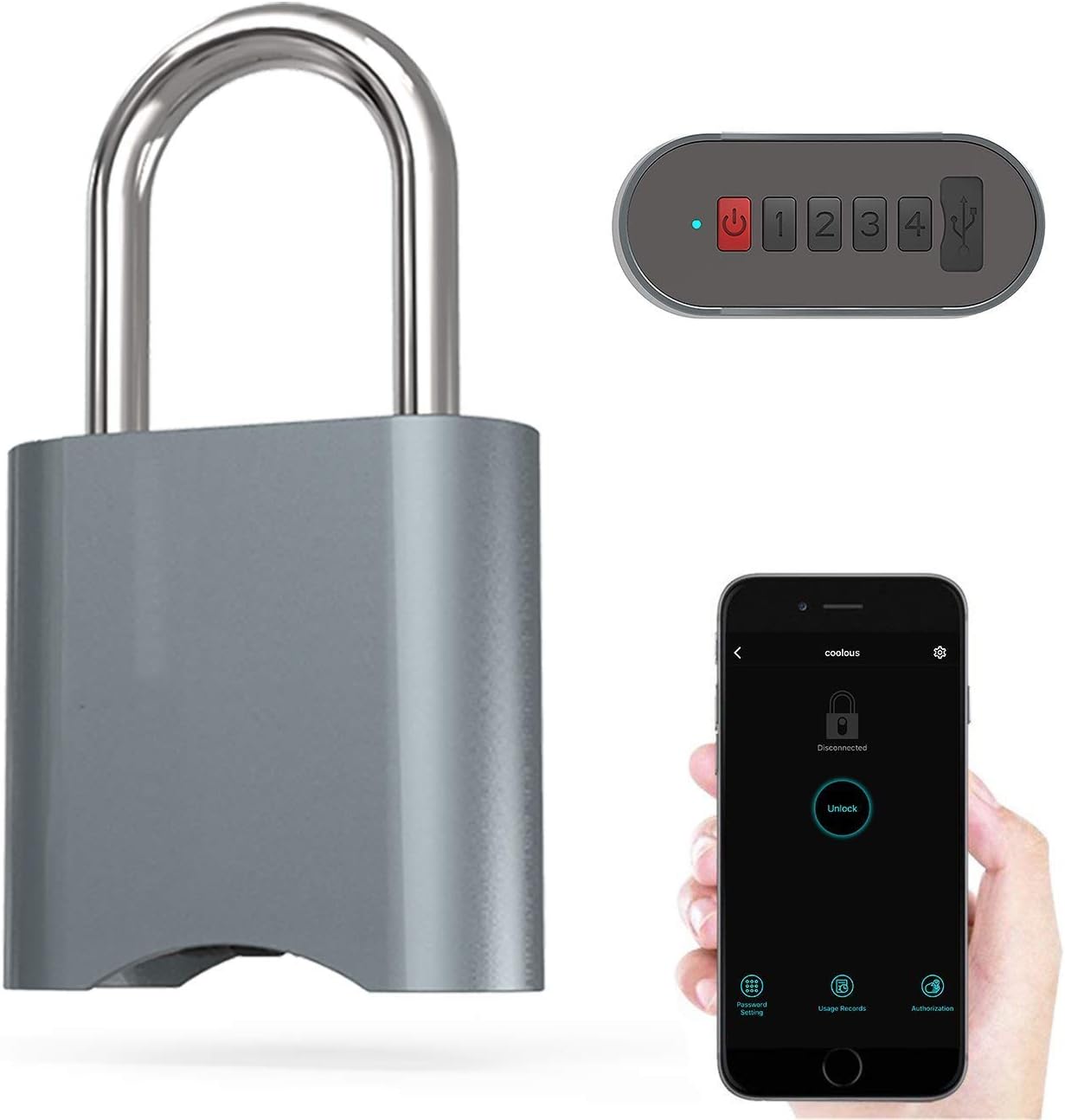 COOLOUS Smart Padlock Combination Padlock Bluetooth Connection APP Control Metal Keyless Luggage Gym Lock Support USB Charging