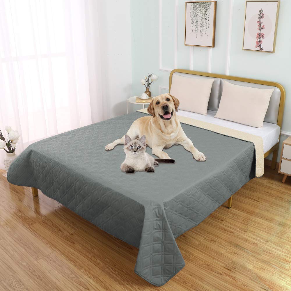 SUNNYTEX Waterproof Dog Bed Cover Dog Mat Pet Pad Pet Blanket for Couch Sofa Bed Mat Anti-Slip Furniture Protrctor(68" 82",Grey)