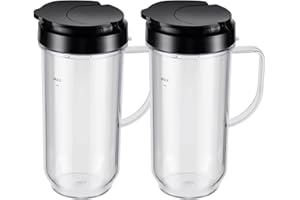 Equust 4-piece Tall 22oz Mug Cups with Flip-Top To-Go Lids Replacement Parts Compatible with 250W Magic Bullet Blender Cups MB1001