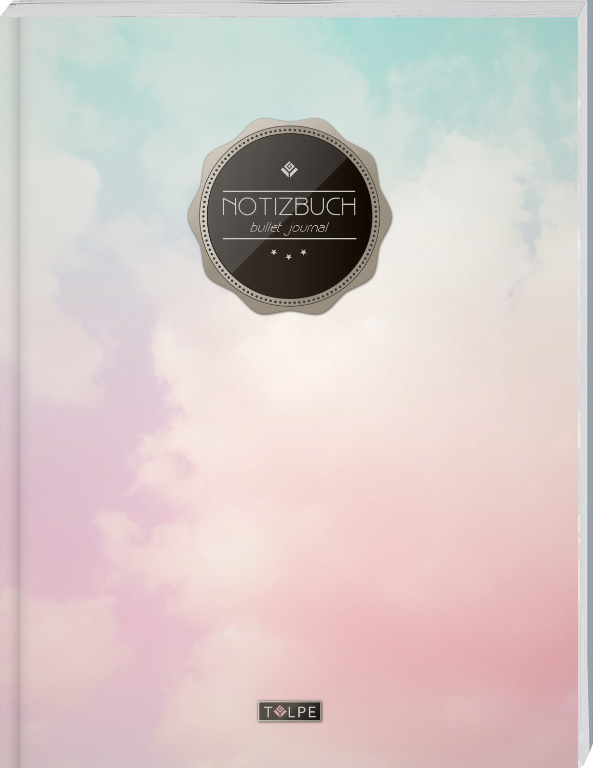 TULPE Bullet Journal A4 „C073 Himmel“ (140+ Seiten, Vintage Softcover, Punktkariertes Papier – Punktraster Notizbuch, Handlettering, Skizzenbuch, Zeichenbuch)